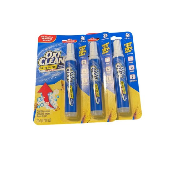 OxiClean On-The-Go Instant Stain Remover Pen 22ml 3-Pack For Food/Drink/Cosmetic - Picture 1 of 3